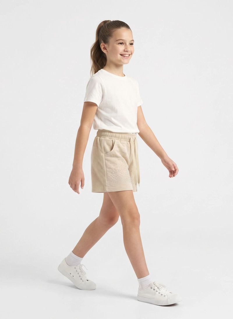 SHORT CASUAL DE NIÑA ALGODON SUAVE CON BRILLOS MODA - 4