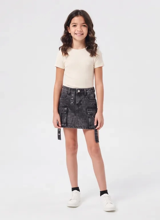 FALDA SHORT NIÑA CARGO ESTILO URBANO CALIDAD PREMIUM - 1