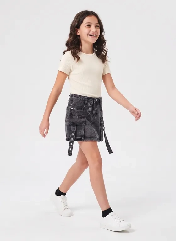 FALDA SHORT NIÑA CARGO ESTILO URBANO CALIDAD PREMIUM - 4