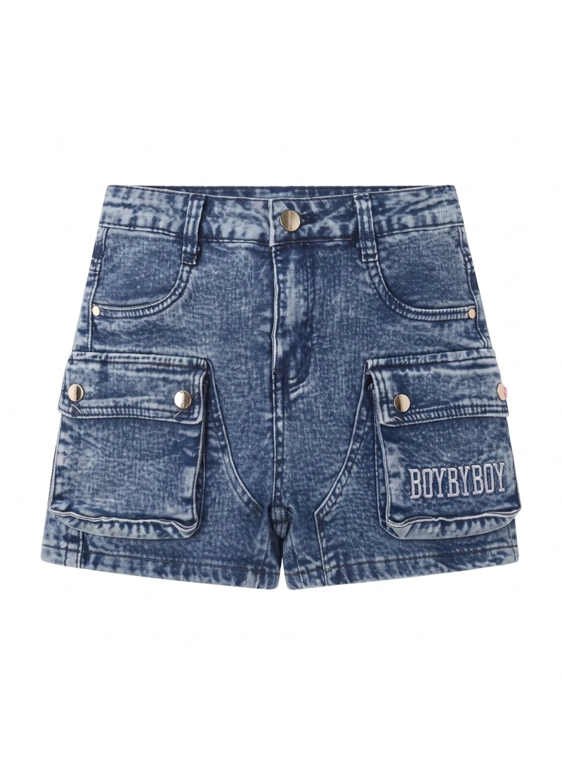 SHORT DENIM NIÑA CARGO KIBOU CON BOLSILLOS - 3