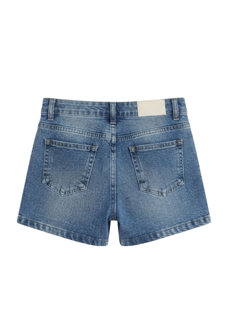 SHORT DENIM NIÑA MEZCLILLA CON MARIPOSAS Y BRILLOS - 4