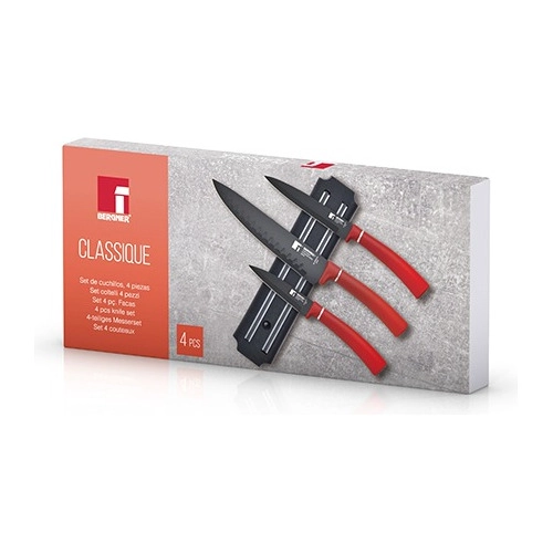 SET 3 CUCHILLOS + BARRA MAGNETICA ACERO INOX ROJO CLASSIQUE - 2