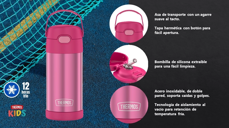 BOTELLA THERMOS ACERO INOXIDABLE ASA KIDS TURQUESA 355 ML - 4
