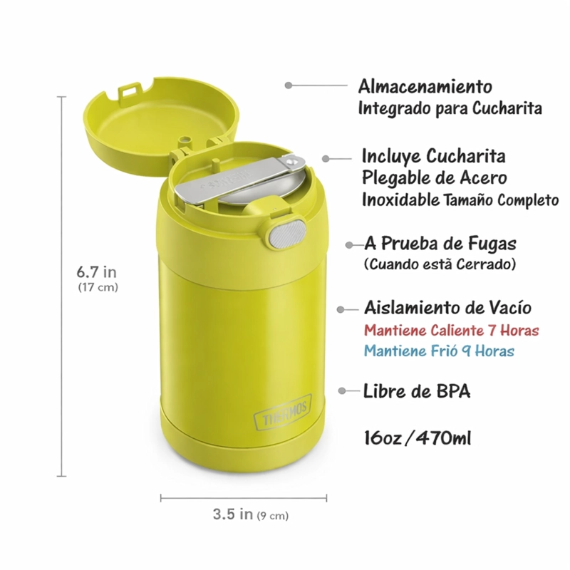 TERMO COMIDA 470ML FUN ACERO INOX VERDE LIMON - 2