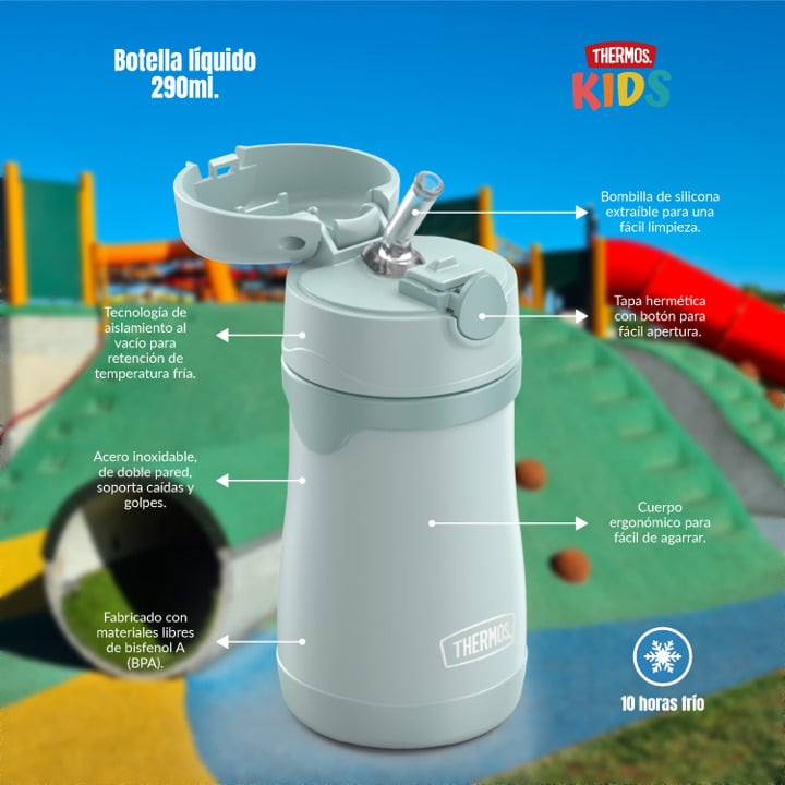 BOTELLA CON BOMBILLA THERMOS SIPPY KIDS 290ML MORADO - 5