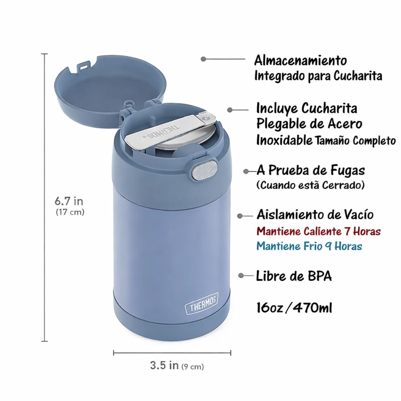 TERMO COMIDA 470ML FUN ACERO INOXIDABLE AZUL - 2