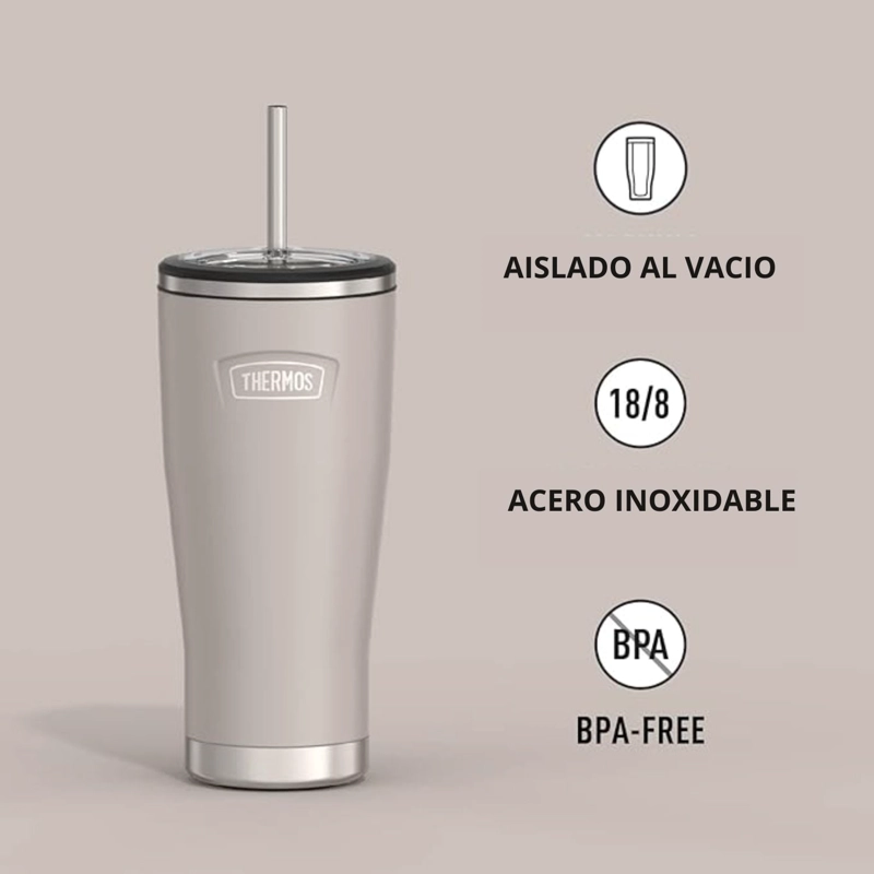 TERMO MUG ICON ACERO CON BOMBILLA 710ML BEIGE - 2