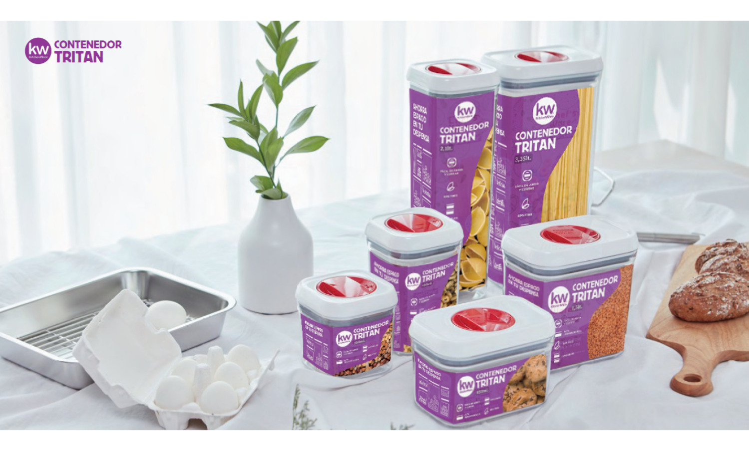 CONTENEDOR HERMÉTICO RECTANGULAR 850ML TRITAN - KITCHENWARE - 6