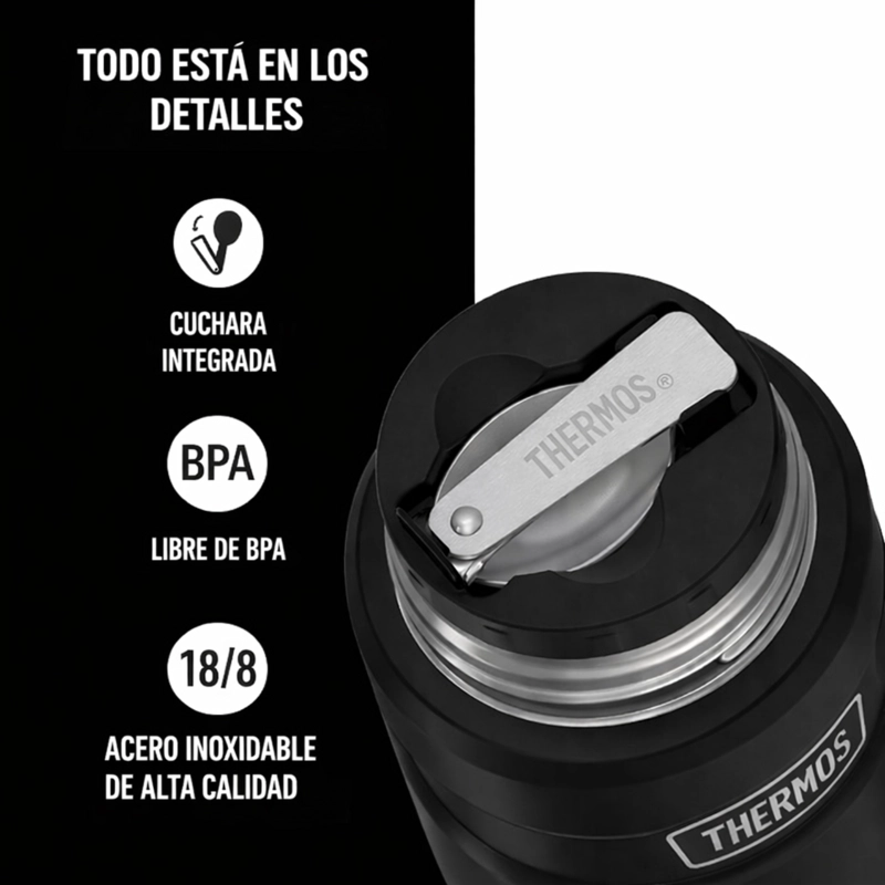TERMO COMIDA 470ML KING ACERO INOXIDABLE NEGRO - 3