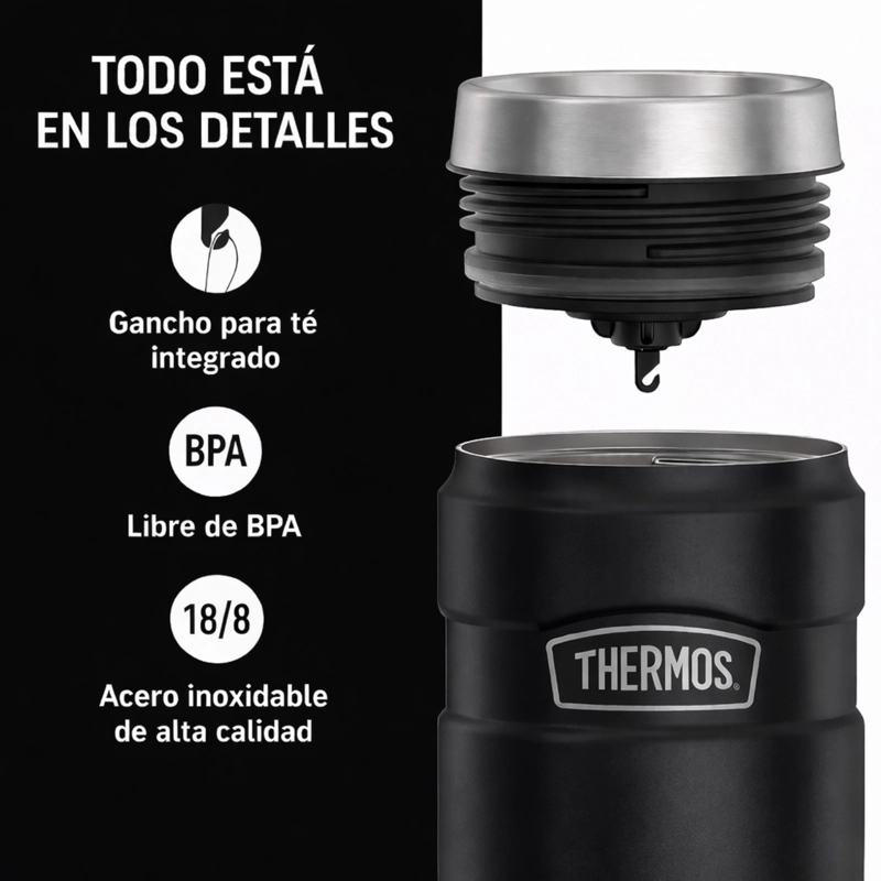 TERMO MUG ACERO INOXIDABLE 470ML KING NEGRO - 3