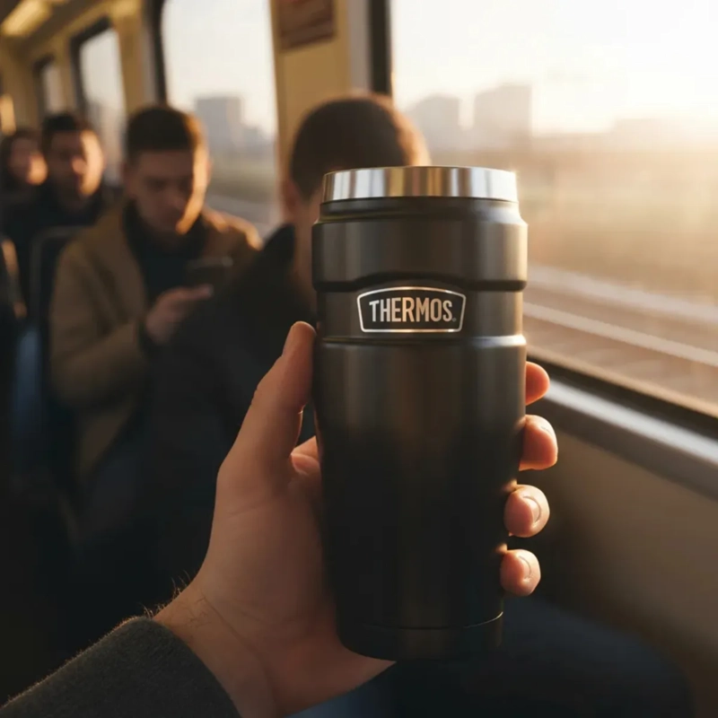 TERMO MUG ACERO INOXIDABLE 470ML KING NEGRO - 4