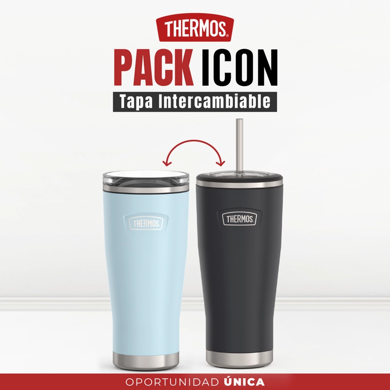 SET VASO GLACIER Y MUG GRAFITO ICON ACERO INOX 710ML - 1