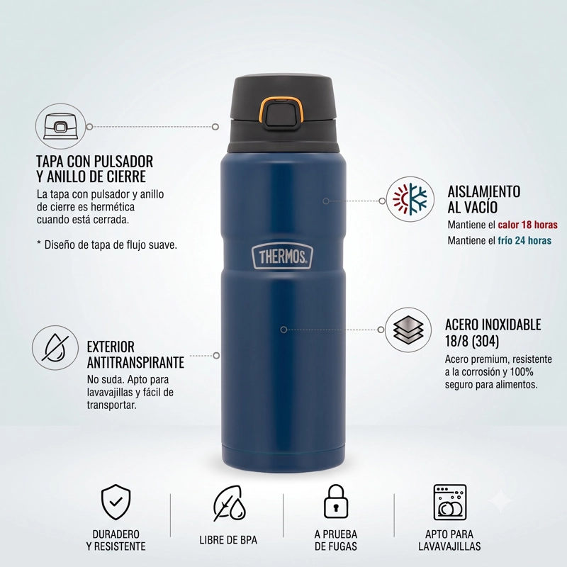 BOTELLA ACERO INOX KING 710ML MATT NAVY - 2