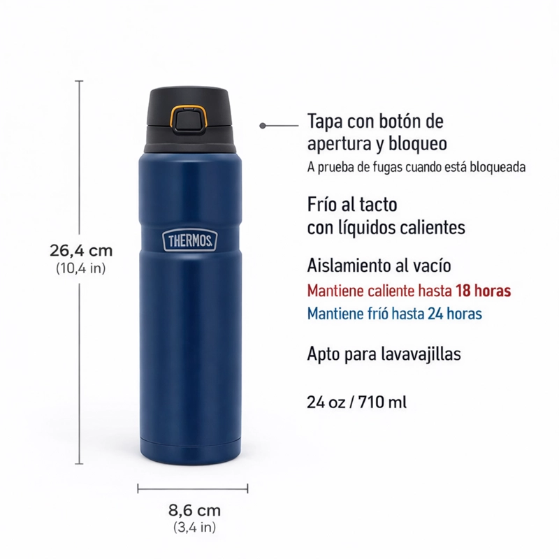 BOTELLA ACERO INOX KING 710ML MATT NAVY - 6