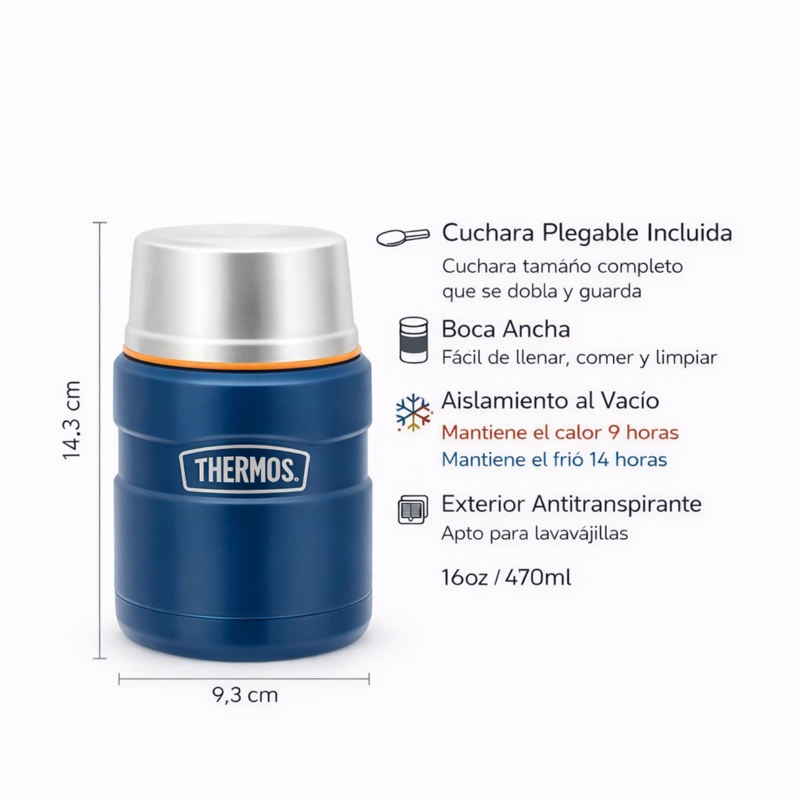 TERMO COMIDA ACERO INOX KING 470ML MATT NAVY - 6