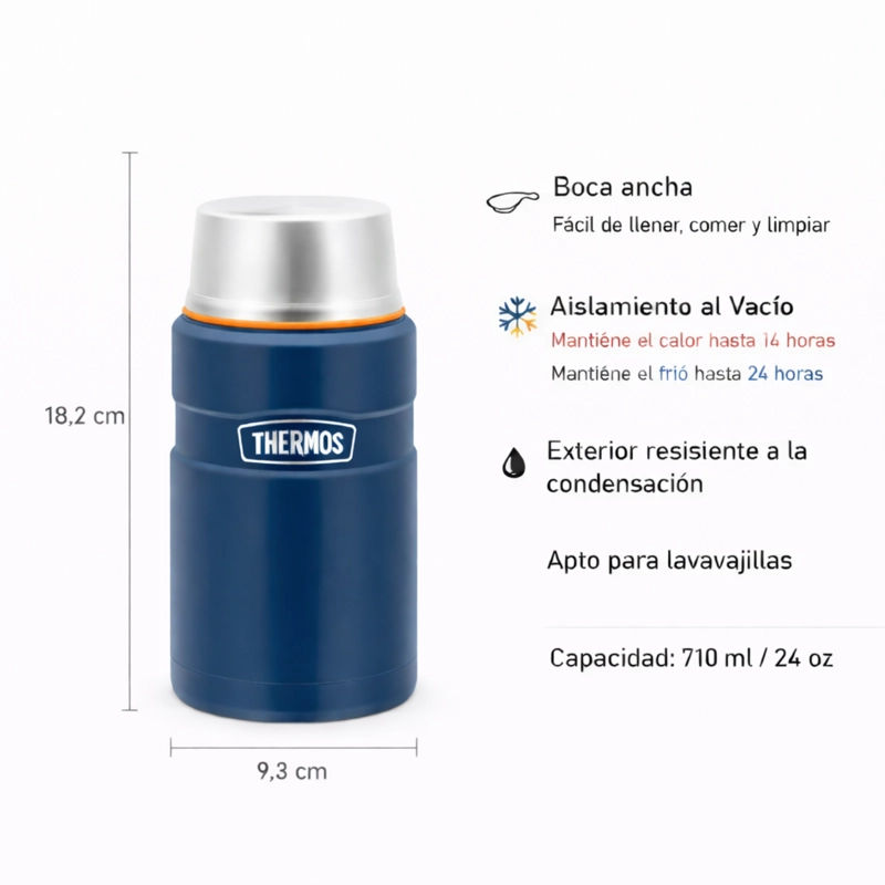 TERMO COMIDA ACERO INOX KING 710ML MATT NAVY - 6