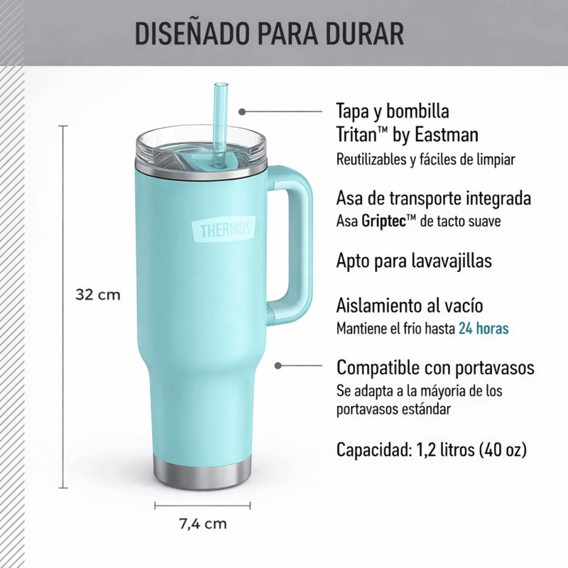 VASO TERMICO THERMOS MUG ACERO INOX ICON 1.2 LT SEA GREEN - 2