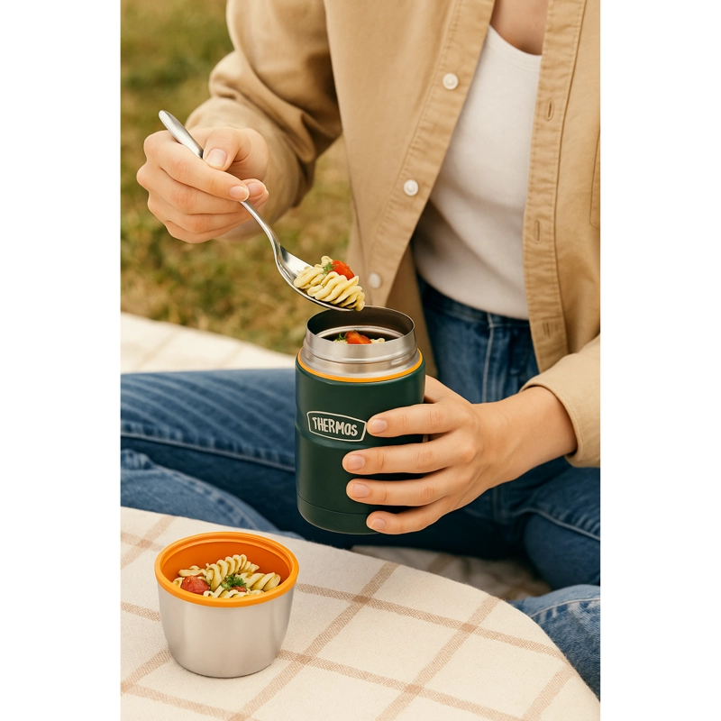 TERMO COMIDA ACERO INOX KING 470ML MATT GREEN - 6