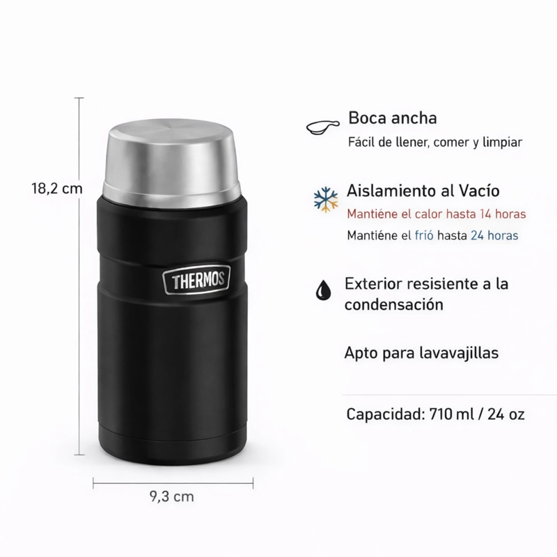 TERMO COMIDA 710ML KING ACERO INOX NEGRO - 2