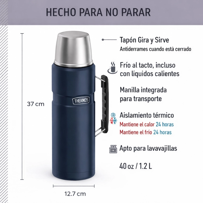 TERMO LIQUIDO KING ACERO INOX 2 LITROS NEGRO - THERMOS - 2