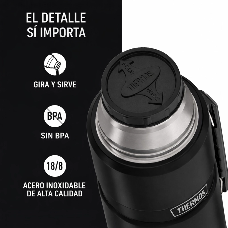 TERMO LIQUIDO KING ACERO INOX 2 LITROS NEGRO - THERMOS - 3