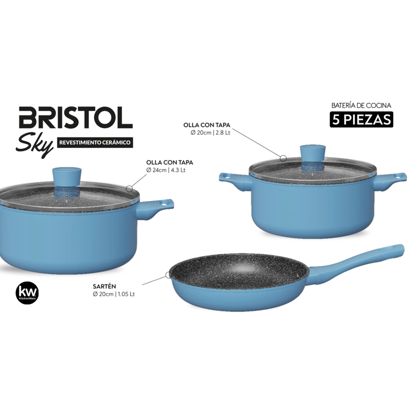 BATERIA 5 PIEZAS ALUMINIO FORJADO BRISTOL SKY - 3