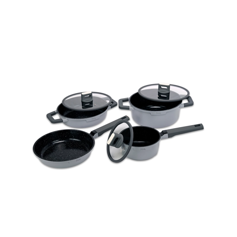 BATERIA DE COCINA 7 PIEZAS CHELSEA ALUMINIO FUNDIDO GRIS - 1