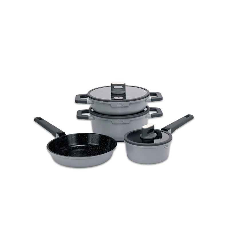 BATERIA DE COCINA 7 PIEZAS CHELSEA ALUMINIO FUNDIDO GRIS - 5
