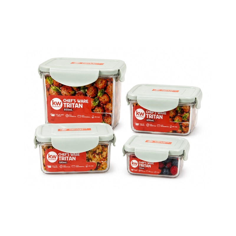 SET 4 CONTENEDORES HERME TICOS TRITAN BPA FREE - 1