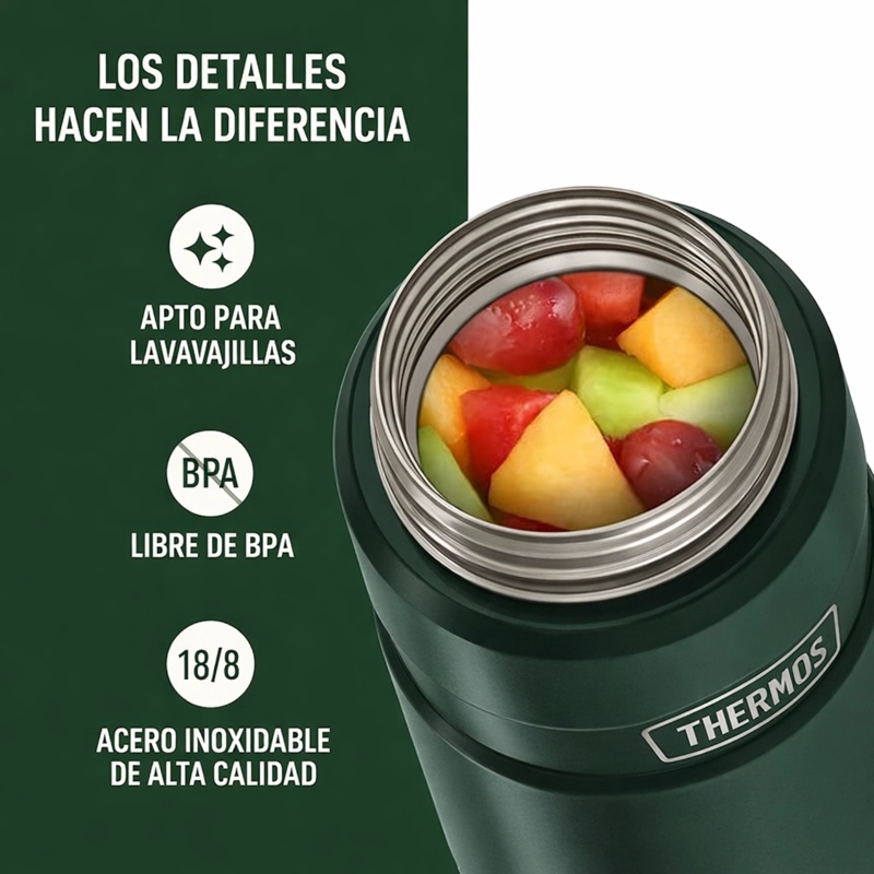 TERMO COMIDA ACERO INOX KING 710ML MATT GREEN - 3