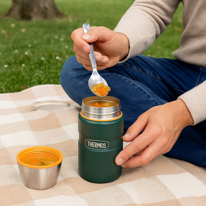 TERMO COMIDA ACERO INOX KING 710ML MATT GREEN - 5