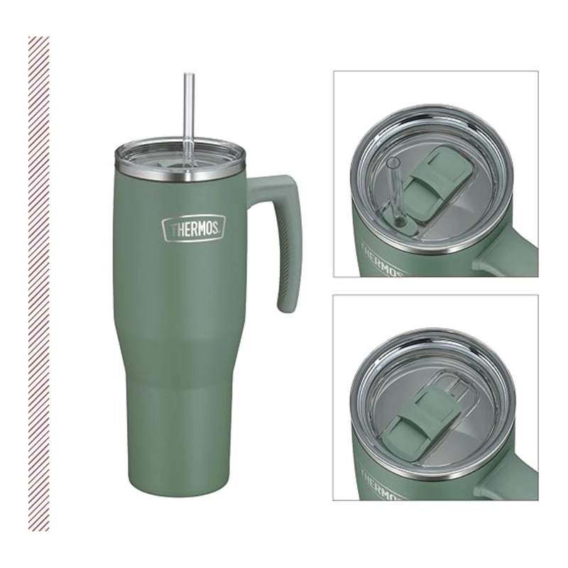 VASO TE RMICO ACERO INOXIDABLE 850ML VERDE CON BOMBILLA - 2