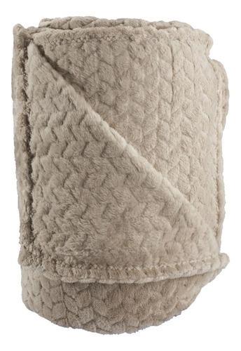 FRAZADA ANDES JACQUARD FLANNEL BEIGE 2 PLAZA - 1