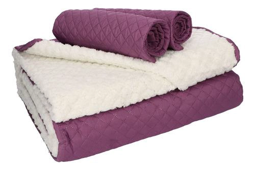QUILT ANDES SHERPA LISO MORADO 2 PLAZAS - 2
