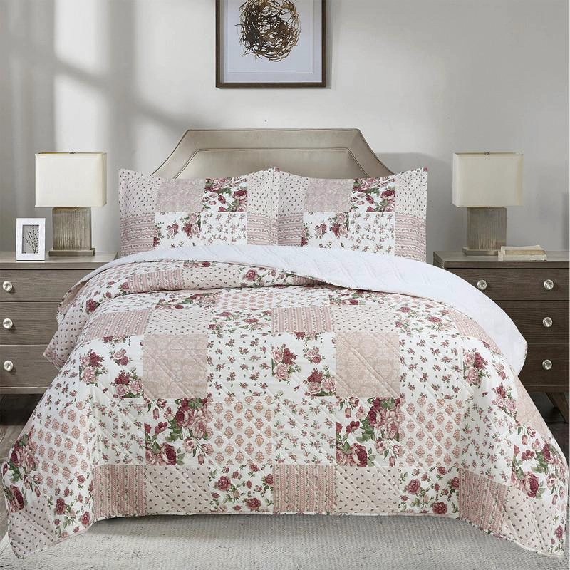 QUILT ANDES SHERPA ESTAMPADO PATCHWORK ROSA 1.5 PL - 1