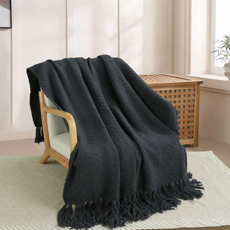 MANTA ANDES ESPIGA S 125X150  GRIS OSCURO - 1