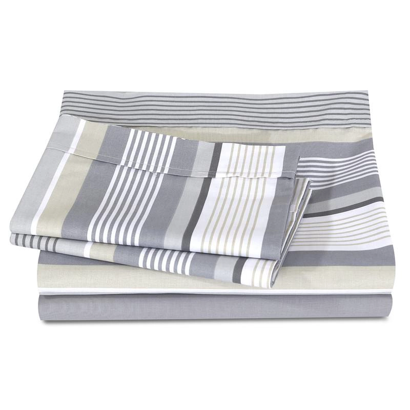 SABANA ANDES 144 HILOS 304  FRANJA GRIS 1 PLAZA - 2