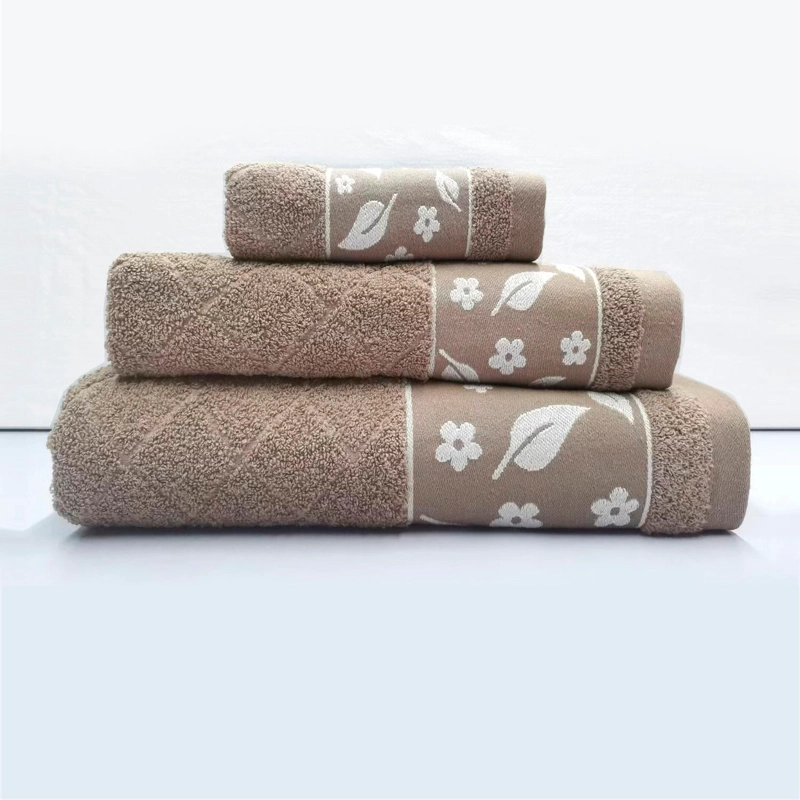 JUEGO TOALLA ANDES 3 PIEZAS HOJAS BEIGE - 1