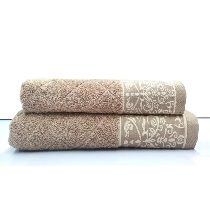 JUEGO TOALLA ANDES 2 PIEZAS FLORES BEIGE - 1