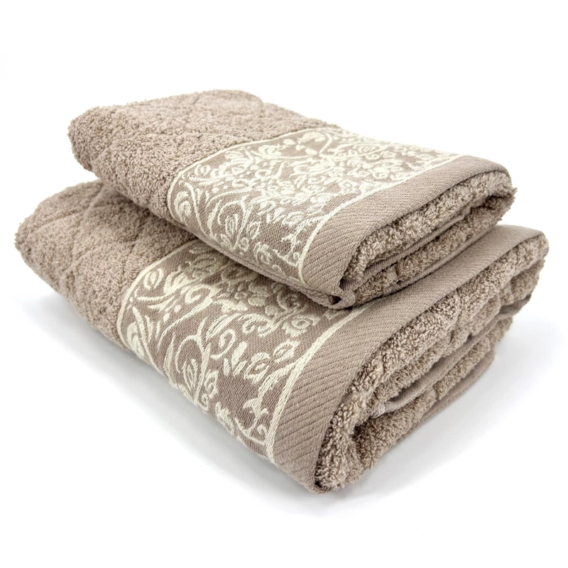 JUEGO TOALLA ANDES 2 PIEZAS FLORES BEIGE - 3