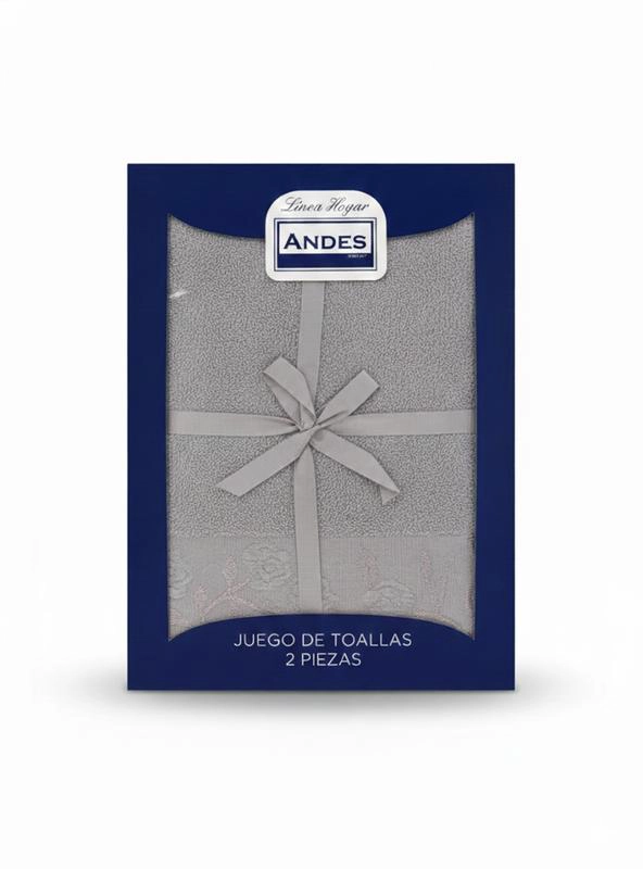 JUEGO TOALLA ANDES 2 PIEZAS ROSAS GRIS - 4