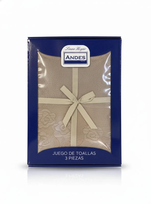 JUEGO TOALLA ANDES 3 PIEZAS ROSAS TAUPE - 3