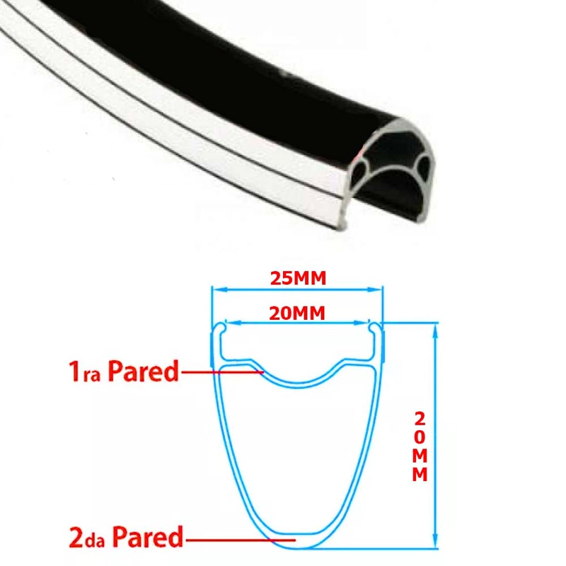 ARO 20' DOBLE PARED ALUMINIO 36H NEGRO E-BIKE - 6