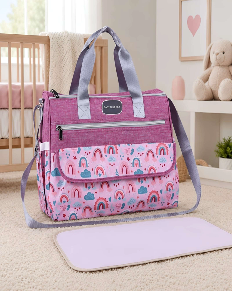 BOLSO PAÑALERA MATERNAL ROSADO CON MUDADOR PORTATIL - 3
