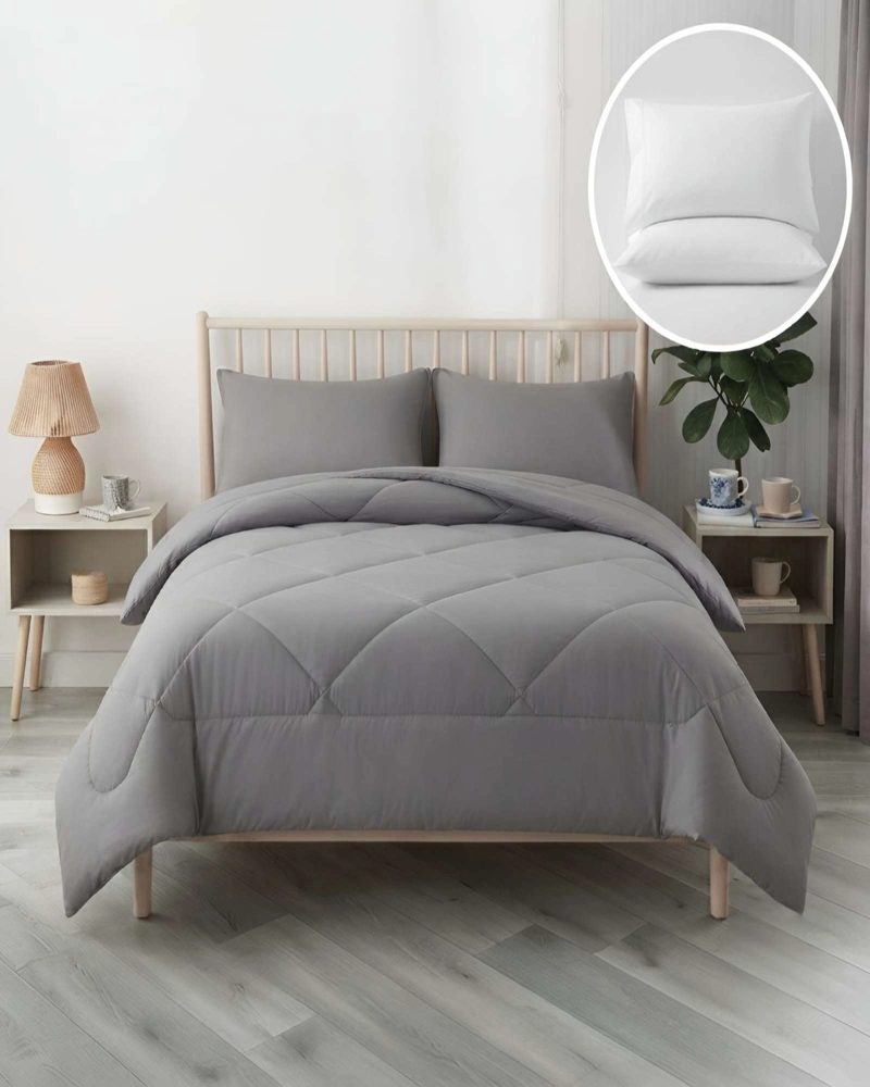 SET DE CAMA SUPER KING PLUMON NORDICO SABANAS Y ALMOHADAS - 1