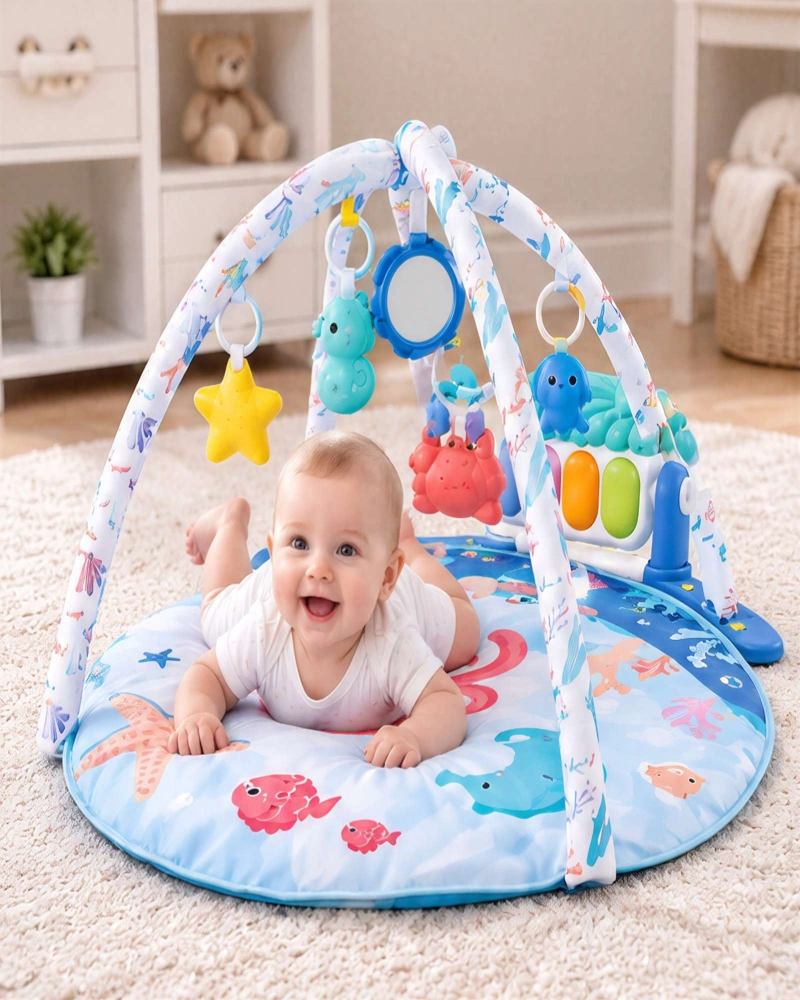 GIMNASIO DIDACTICO PARA BEBE  CON PIANO MUSICAL Y JUGUETES COLGANTES 2 EN 1 - 3
