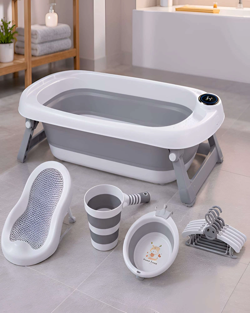 BAÑERA BEBE  PLEGABLE 4 EN 1 CON TERMOMETRO DIGITAL Y ACCESORIOS DE BAÑO - 3