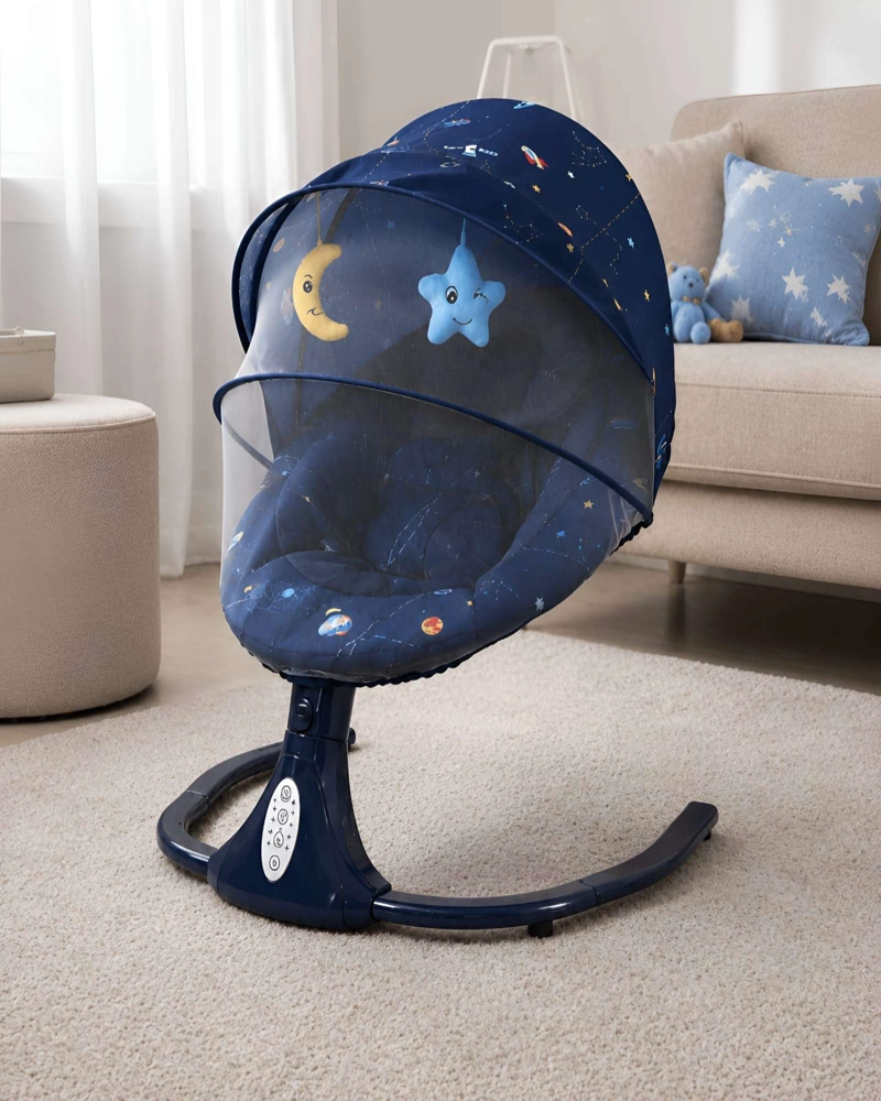 MECEDORA ELECTRICA PARA BEBE GIRATORIA 360 GRADOS CON CAPOTA Y MELODIAS - 3