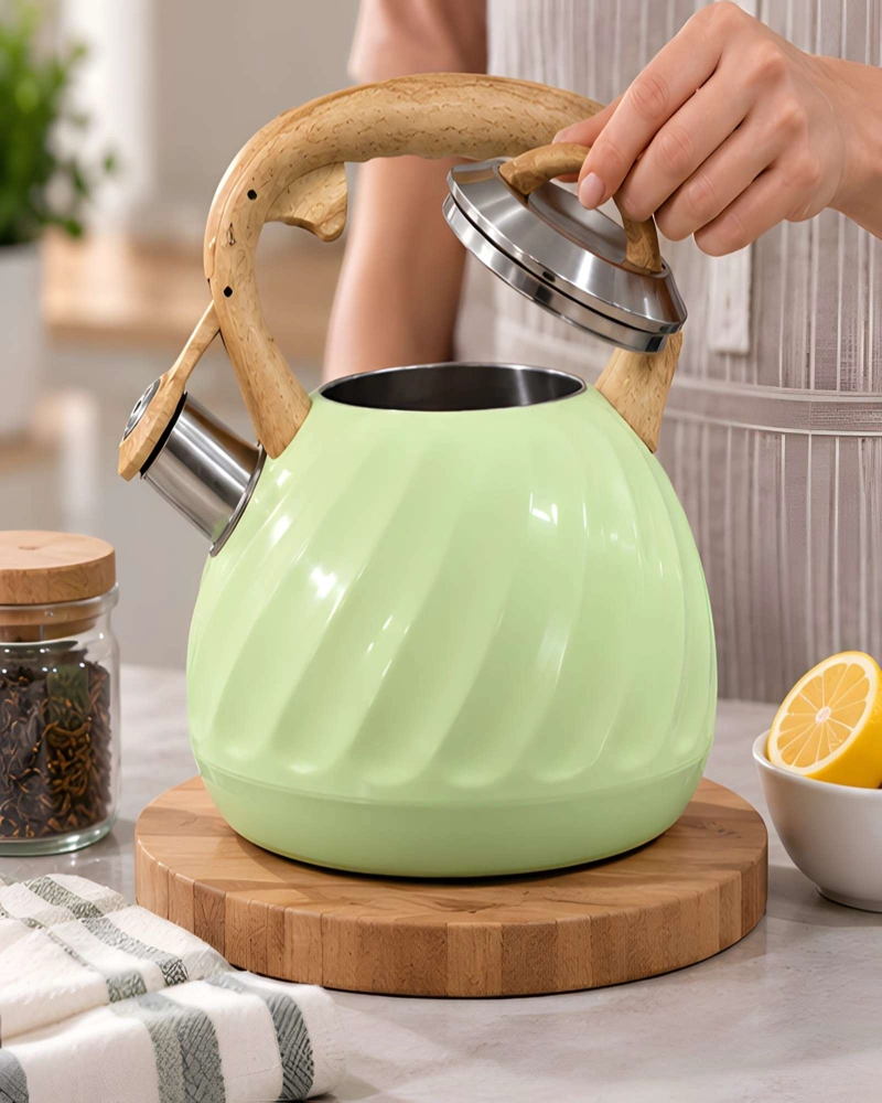 TETERA DE COCINA 3 LITROS ACERO INOXIDABLE DISEÑO NORDICO ASA ERGONOMICA - 2