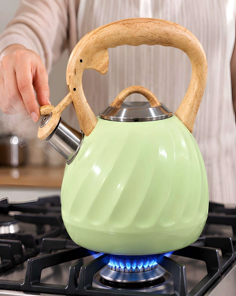 TETERA DE COCINA 3 LITROS ACERO INOXIDABLE DISEÑO NORDICO ASA ERGONOMICA - 3
